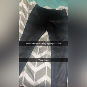 Black leather look leggings